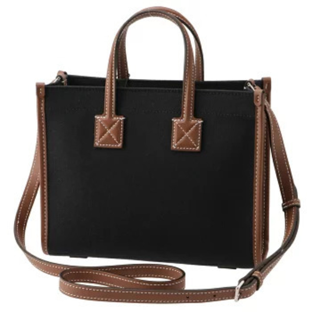 Burberry tote bag two tone canvas leather Freya shoulder black - Picture 3 of 8